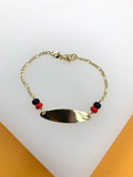 Gold Figaro Plate Bracelet With Azabache Style (XX15)
