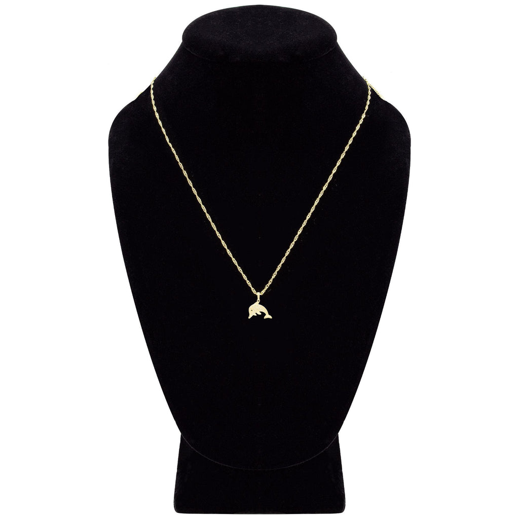 Dolphin Cubic Zirconia Pendant With Necklace Set 14K Gold Filled
