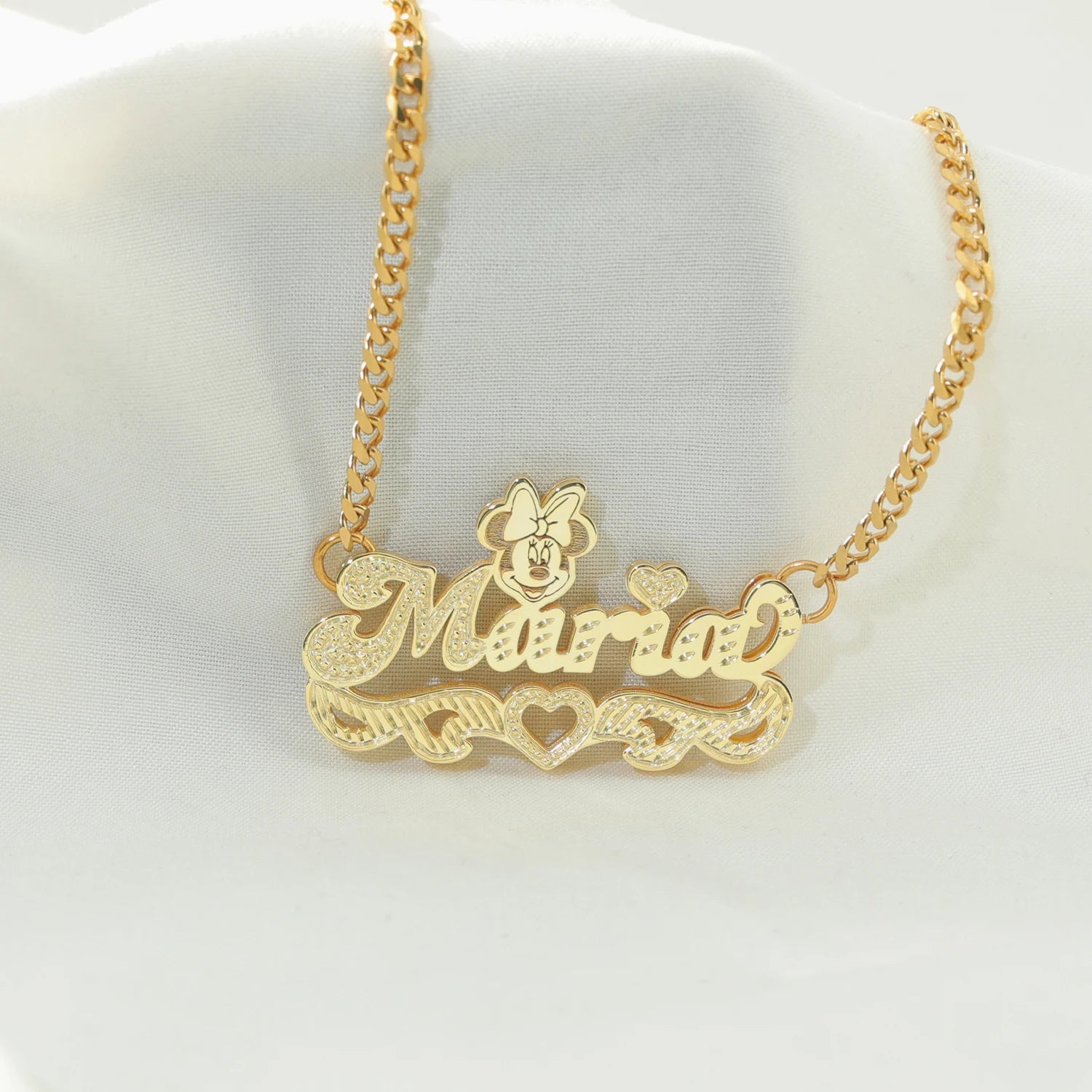 3D  Pendant 18K Gold Plated Double Layer Name Pendant Custom  Cartoon Characters Fine Necklace for Women  Kids Necklace Fashion
