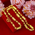 Gold Jewelry Alluvial Gold Plated Men's Necklace Thick Hollow Carven Design Hexagonal Copper Plating Imitation 5D Craft