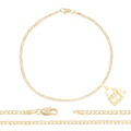 Lock CZ Pendant 14K Anklet Gold Filled Cubic Zirconia 10" Women