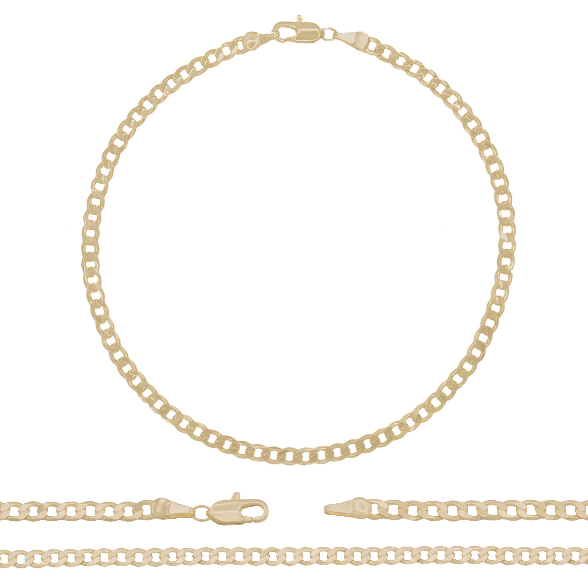 Cuban Link 14K Gold Filled Anklet Curb Chain 10'' Women Jewelry