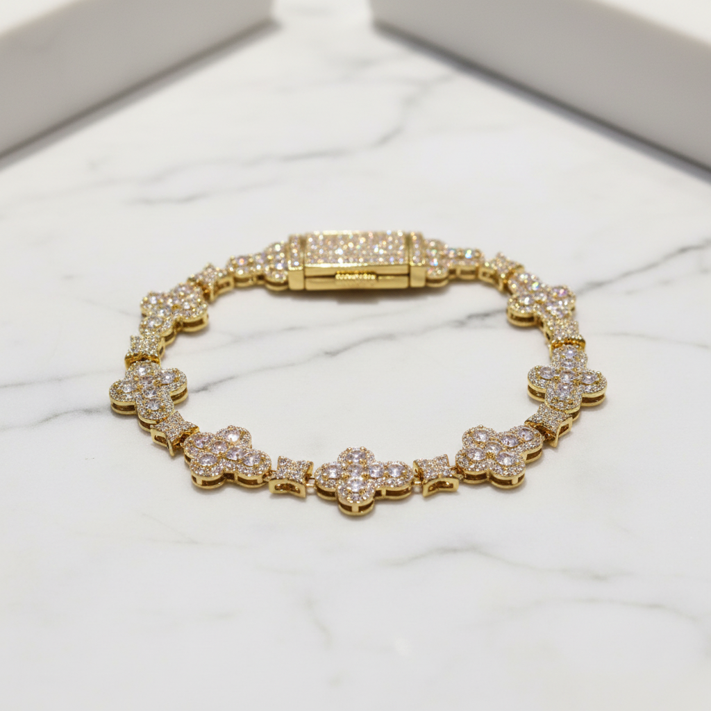 10mm cross flower star bracelet with micro-inlaid zircon