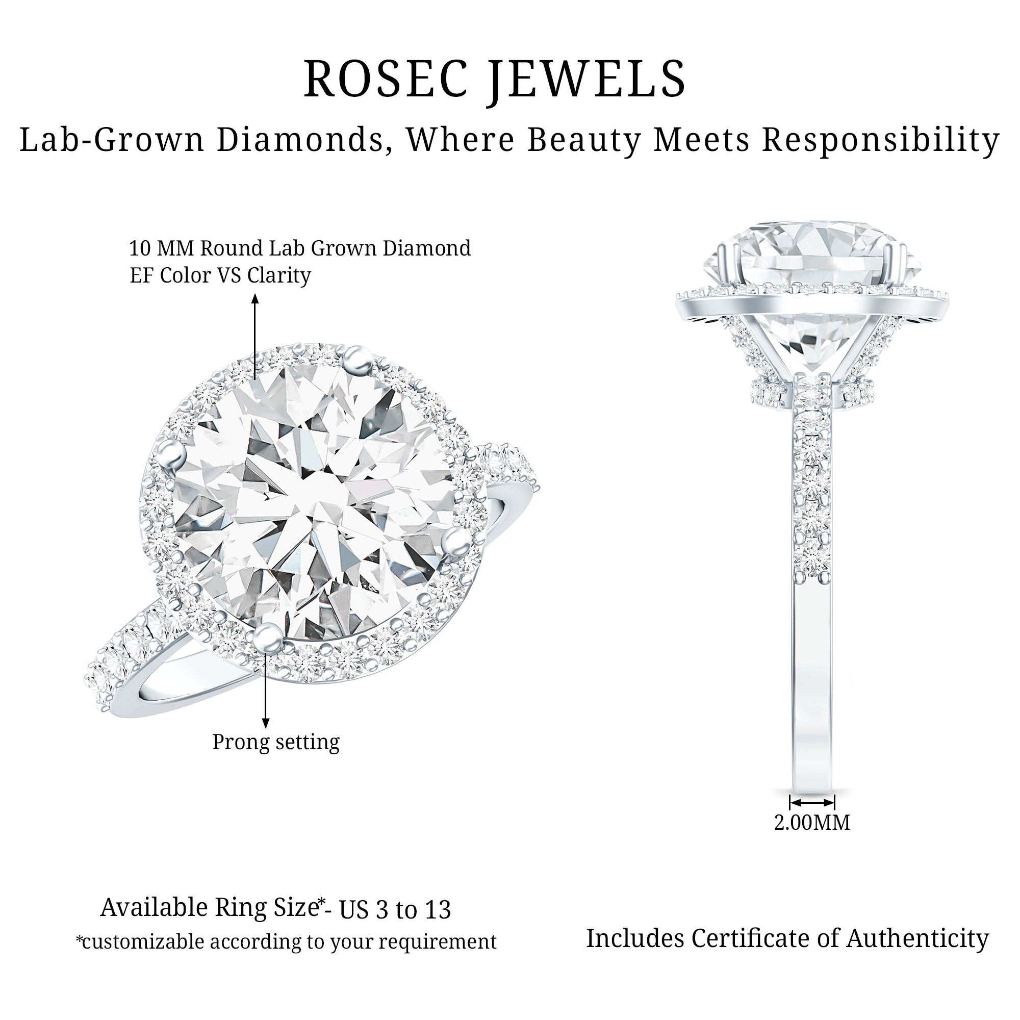 4 Carat Lab Grown Diamond Cocktail Engagement Ring with IGI Certificate
