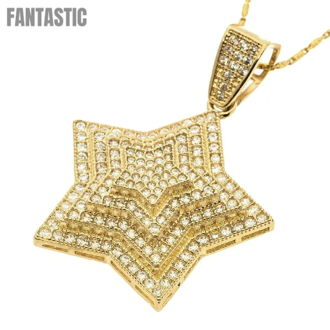 14K Gold CZ Star Pendant