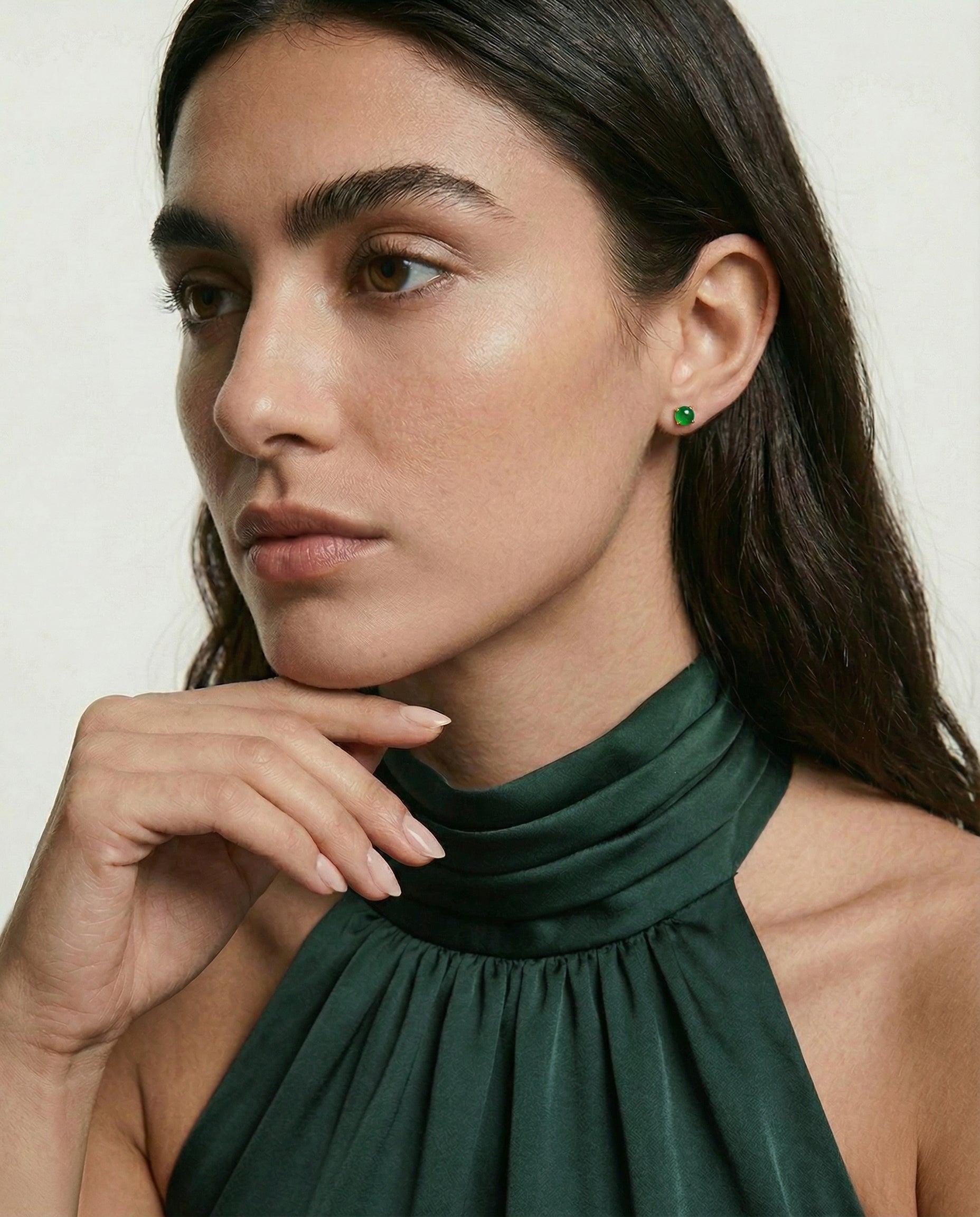 seree Atelier | Remi — Imperial Green Jade Stud Earrings