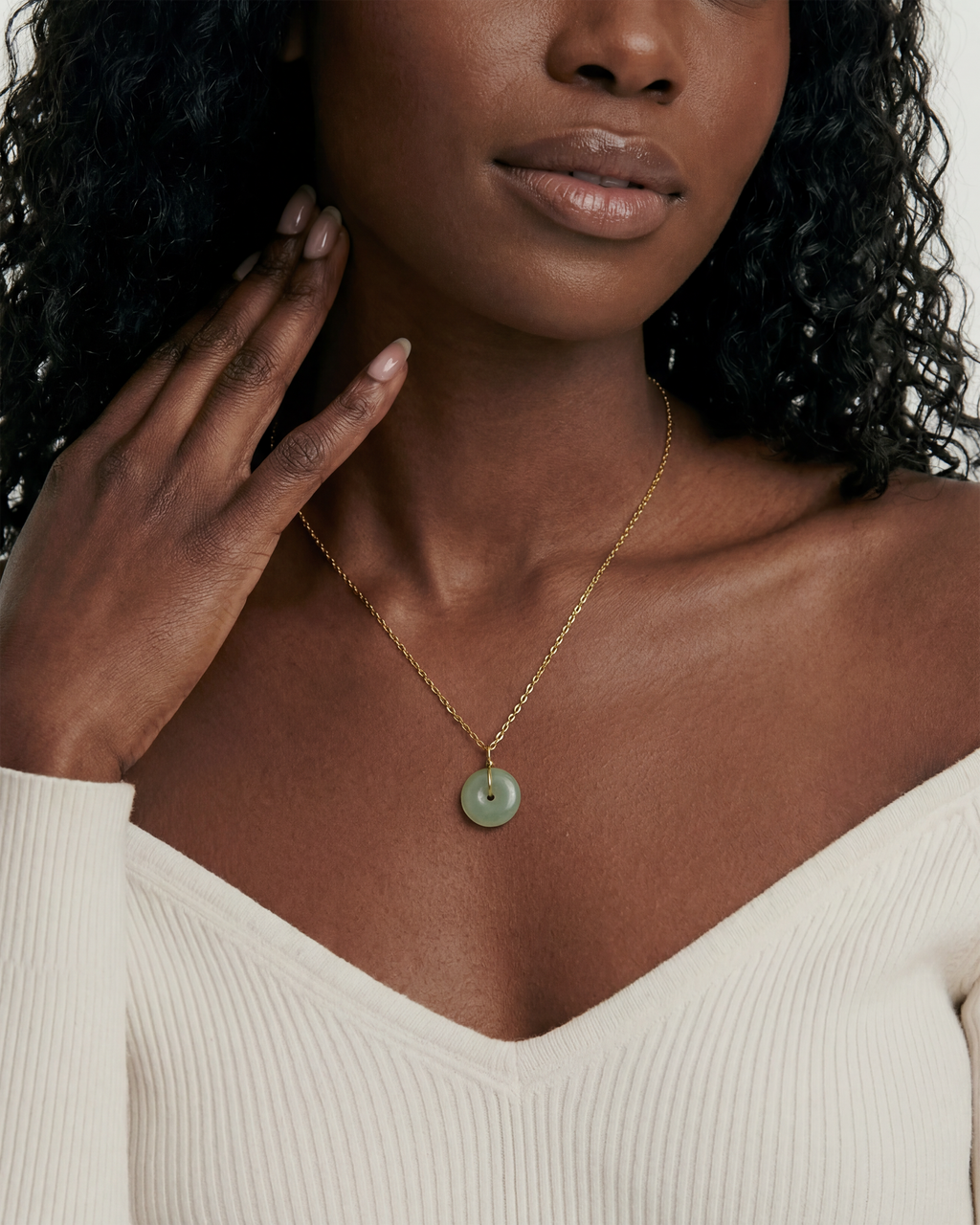 Coin — Green Jade Hollow Necklace