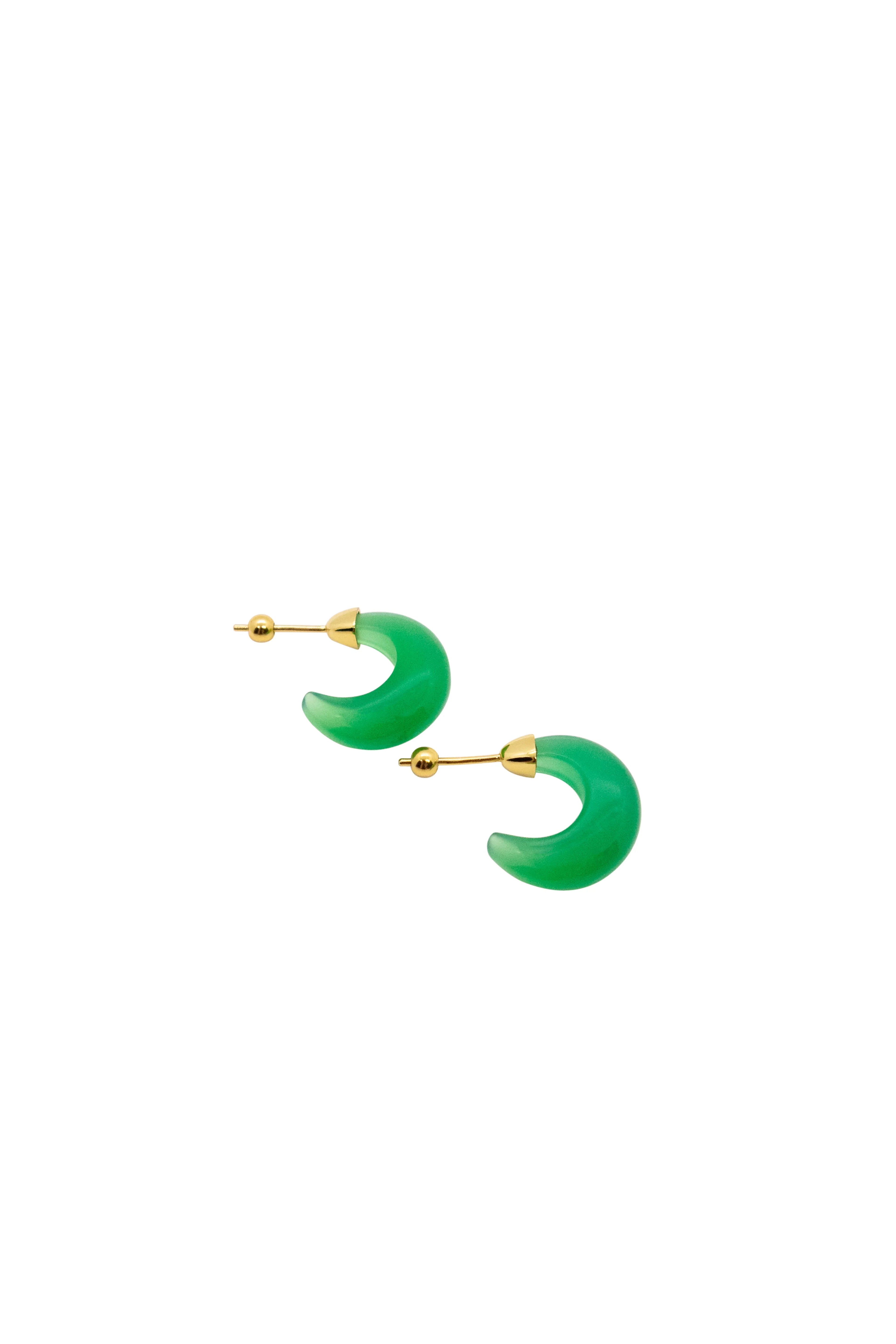 Half Moon — Green Chalcedony Earrings