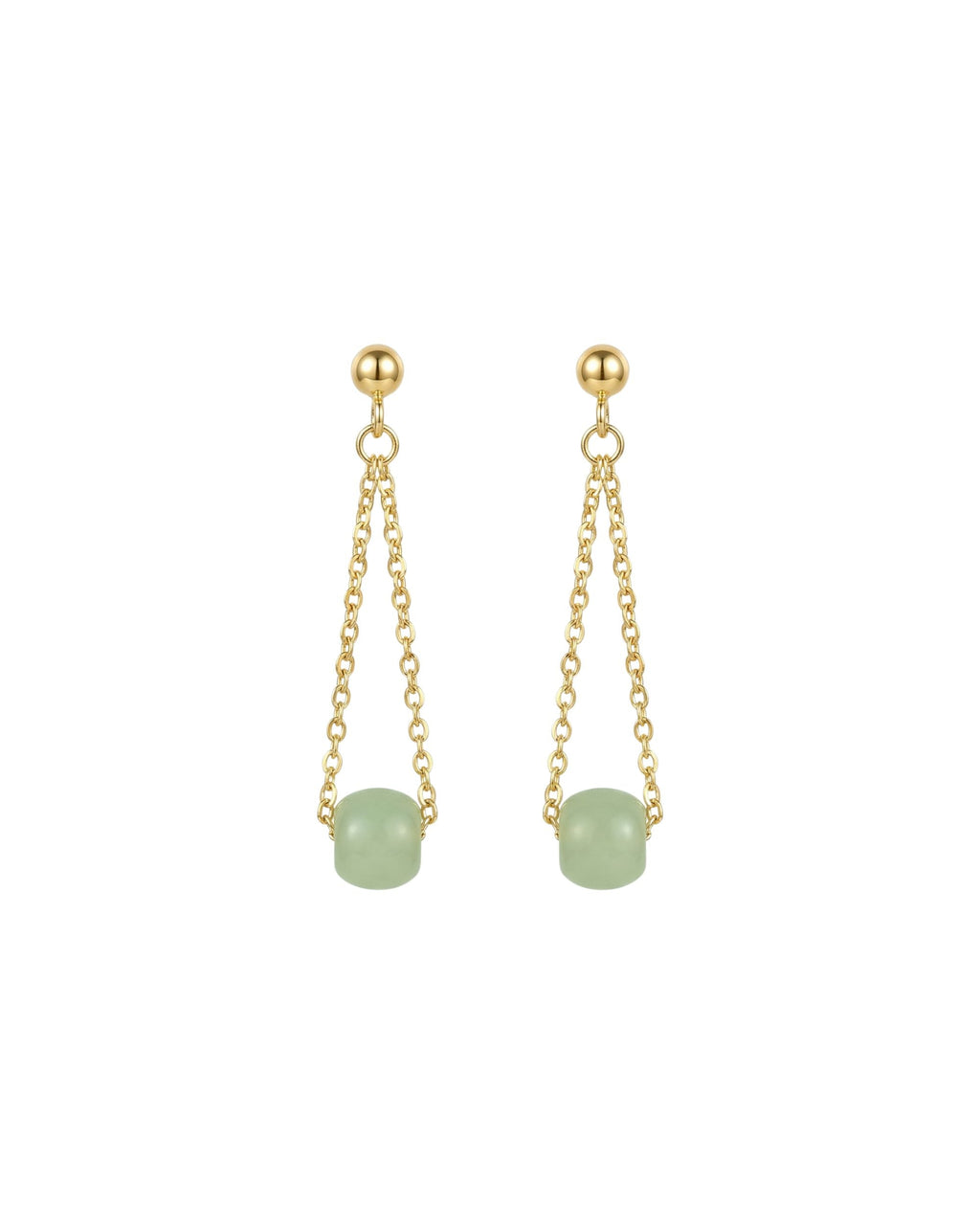 Zodiac collection | Libra — Skinny gold chain jade earrings