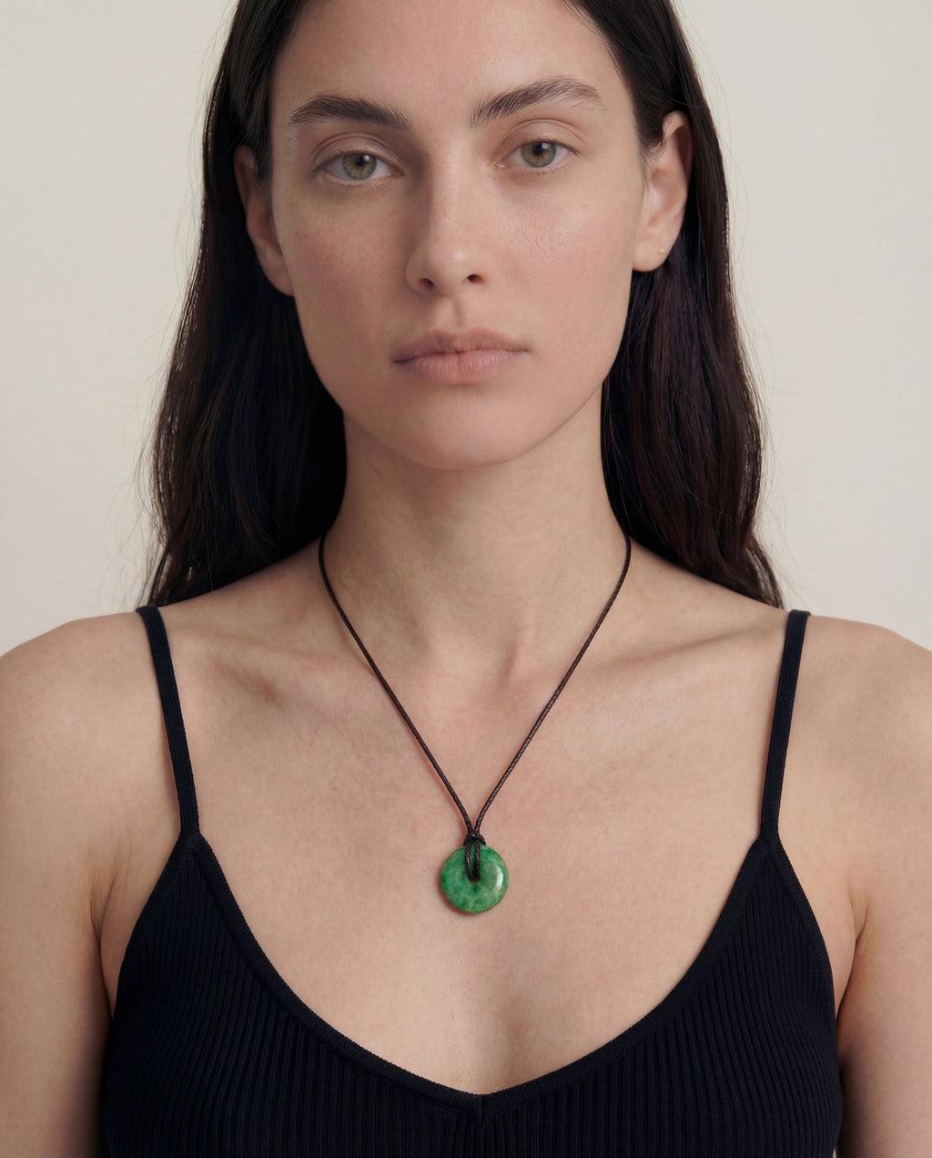 Medallion — Green Jade Cord Necklace