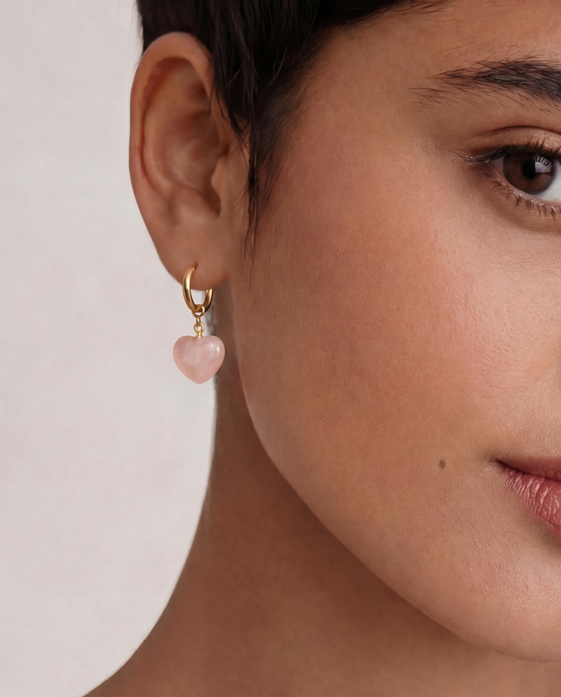 Heart — Jade Stone Charm Earrings