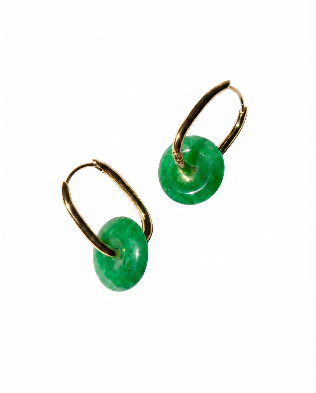 Willow — Green Jade Stone Hoop Earrings