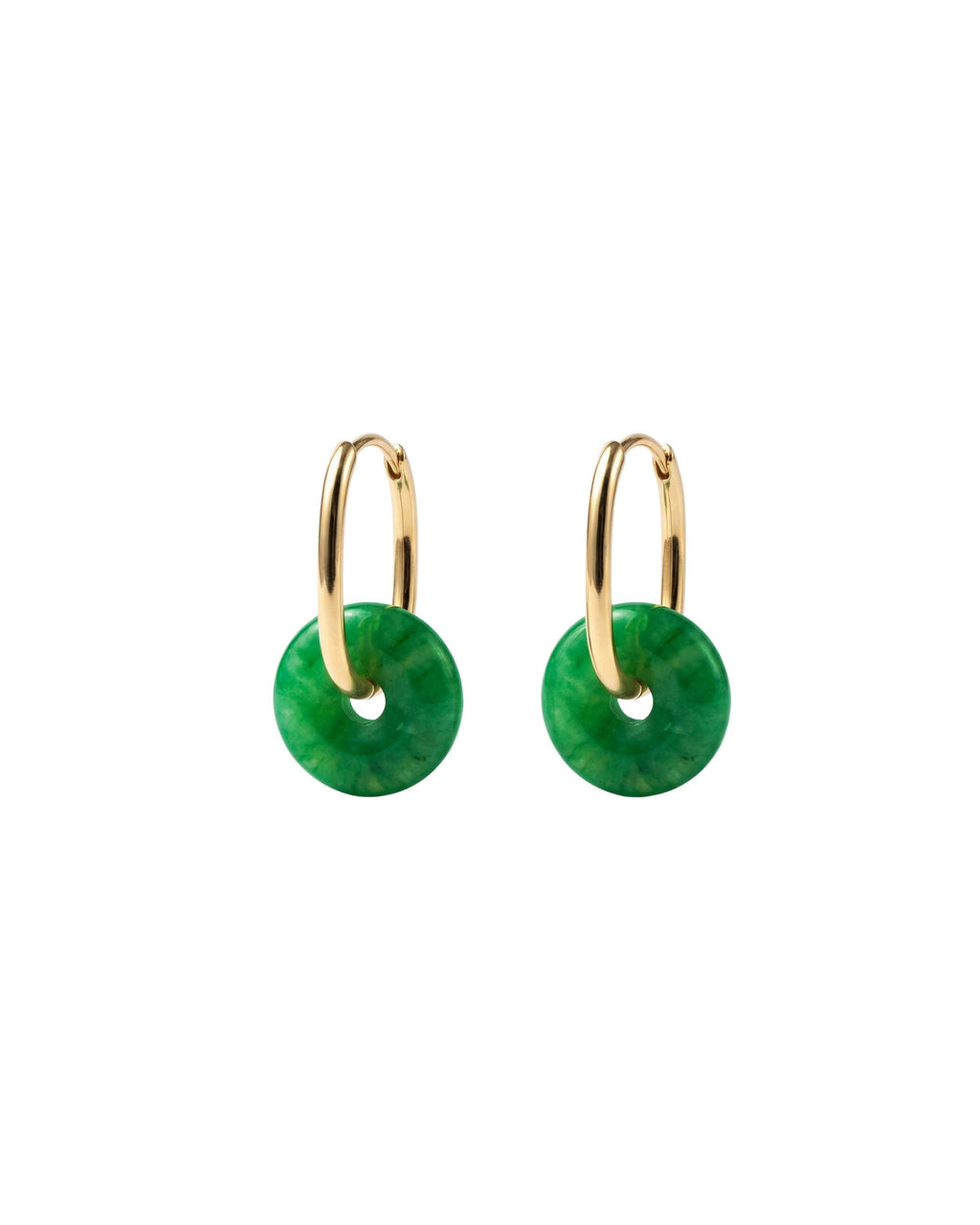 Willow — Green Jade Stone Hoop Earrings
